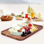 Rectangular Acacia Wood Tray Large Charcuterie Boards Party Serving Platter in 14" x 8" in Brown, alternate view 2