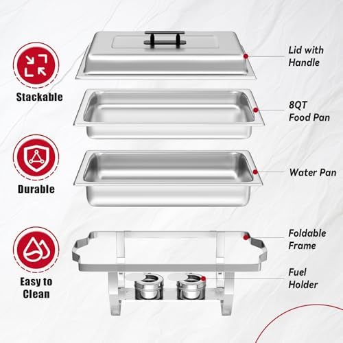 Rectangular Chafing Dish Buffet Sets of 2, 8QT, alternate view 4