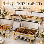 Rectangular Gold Chafing Dishes, 44QT 4 Pack with 7 Pans, alternate view 4