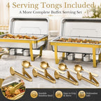 Rectangular Gold Chafing Dishes, 44QT 4 Pack with 7 Pans, alternate view 5