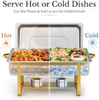 Rectangular Gold Chafing Dishes, 44QT 4 Pack with 7 Pans, alternate view 7