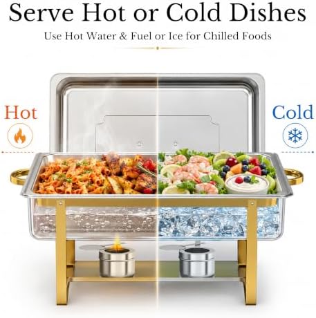 Rectangular Gold Chafing Dishes, 44QT 4 Pack with 7 Pans, alternate view 7