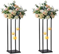 Rectangular Metal Wedding Flower Stand Vase with Hanging Glass Globe Terrarium Tealight Candle Holder