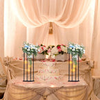 Rectangular Metal Wedding Flower Stand Vase with Hanging Glass Globe Terrarium Tealight Candle Holder, alternate view 4