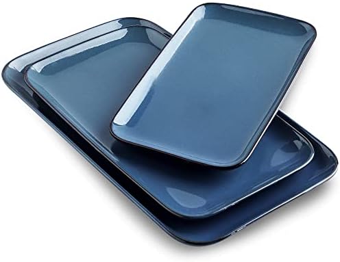 Rectangular Serving Tray, 14/12/10 Inch Large Serving Platter, Crockery Serving Plates with 3 Sizes, Ceramic