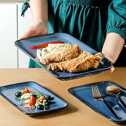 Rectangular Serving Tray, 14/12/10 Inch Large Serving Platter, Crockery Serving Plates with 3 Sizes, Ceramic, alternate view
