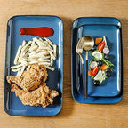 Rectangular Serving Tray, 14/12/10 Inch Large Serving Platter, Crockery Serving Plates with 3 Sizes, Ceramic, alternate view