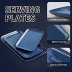 Rectangular Serving Tray, 14/12/10 Inch Large Serving Platter, Crockery Serving Plates with 3 Sizes, Ceramic, alternate view