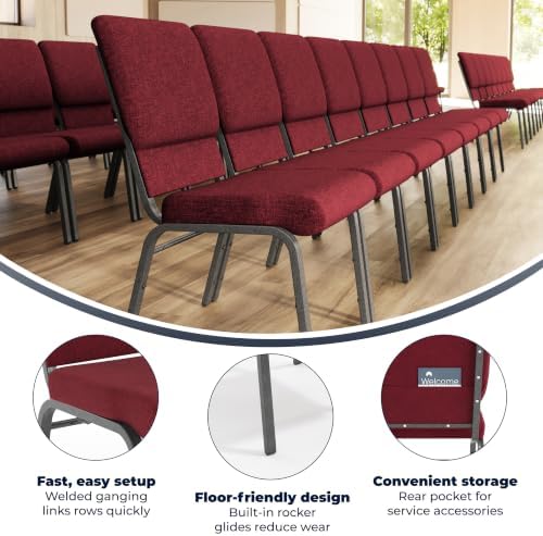 Red 18.5" W Stacking Church Chair, 4-Pack, alternate view 3