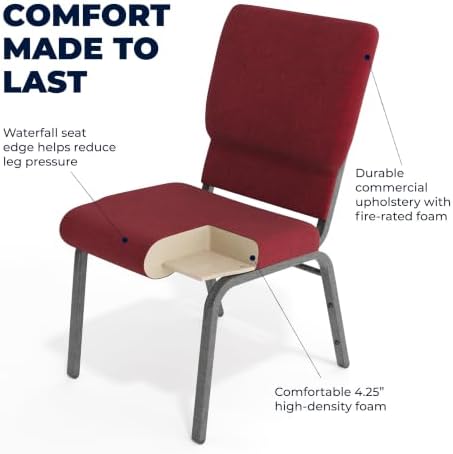 Red 18.5" W Stacking Church Chair, 4-Pack, alternate view 4