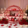 Red 3 Tier Metal Cupcake Stand Tiered Dessert Display Serving Tray in Red