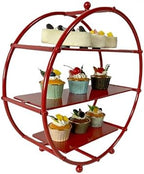 Red 3 Tier Metal Cupcake Stand Tiered Dessert Display Serving Tray in Red, alternate view 5