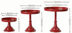 Red 3Pcs Metal Round Cake Stand Set 8/10/12 Inch Dessert Display in Red, alternate view 2