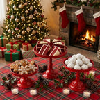 Red 3Pcs Metal Round Cake Stand Set 8/10/12 Inch Dessert Display in Red, alternate view 3