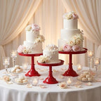 Red 3Pcs Metal Round Cake Stand Set 8/10/12 Inch Dessert Display in Red, alternate view 6