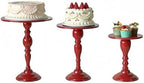 Red 3Pcs Metal Round Vintage Cake Stand Set 8"10"12" Dessert Display in Red, alternate view 3