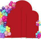 Red 6,6.6,7.2ft Set of 3 Spandex Arch Backdrop Cover (No Stand) in 6FT-6.6FT-7.2FT in Red