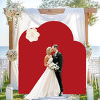 Red 6,6.6,7.2ft Set of 3 Spandex Arch Backdrop Cover (No Stand) in 6FT-6.6FT-7.2FT in Red, alternate view 2