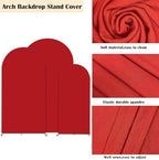 Red 6,6.6,7.2ft Set of 3 Spandex Arch Backdrop Cover (No Stand) in 6FT-6.6FT-7.2FT in Red, alternate view 4