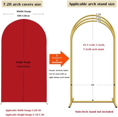 Red 7.2ft Spandex Arch Backdrop Cover (No Stand) in 7.2FT in Red, alternate view 3