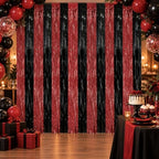 Red and Black Foil Fringe Backdrop Curtains, 3.3x8.2ft, 3 Pack in 3.3x8.2ft, alternate view 2