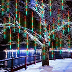 Red and Green Christmas Lights, 288 LED 11.8 Inch Meteor Shower Rain Lights with 8 Tubes, Waterproof Plug in, alternate view