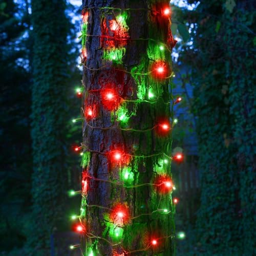 Red and Green Christmas String Lights, 300 LED 100 FT Connectable Waterproof String Lights Green Wire with 8, alternate view