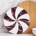 Red and White Peppermint Marble Cheese Board Charcuterie Cutting in 12.8"L x 10.4"W in Red/White