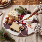 Red and White Peppermint Marble Cheese Board Charcuterie Cutting in 12.8"L x 10.4"W in Red/White, alternate view 4