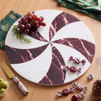 Red and White Peppermint Marble Cheese Board Charcuterie Cutting in 12.8"L x 10.4"W in Red/White, alternate view 6