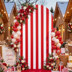 Red and White Striped Arch Backdrop Cover 6 FT Birthday Party Balloon Red Striped Arch Covers Stretchy Backdrop