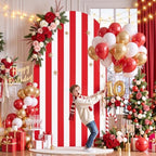 Red and White Striped Arch Backdrop Cover 6 FT Birthday Party Balloon Red Striped Arch Covers Stretchy Backdrop, alternate