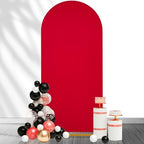 Red Arch Backdrop Cover 6.6FT Spandex Fitted Red Wedding Arch Covers in 3.3ftx6.6ft in Red, alternate view 5