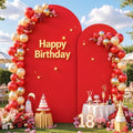 Red Arch Cover 2 Set-7.2 and 6ft Red Arch Backdrop Cover Spandex Fitted Christmas Arch Stand Covers Stretchy