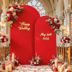 Red Arch Cover 2 Set-7.2 and 6ft Red Arch Backdrop Cover Spandex Fitted Christmas Arch Stand Covers Stretchy, alternate view