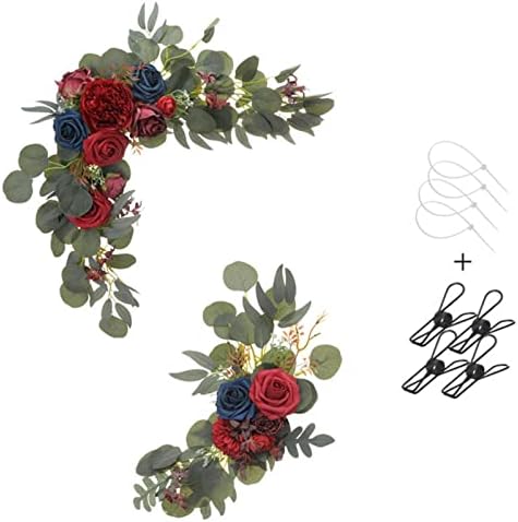 Red Artificial Flower Swag (Set of 2) for Welcome Sign Wedding Arch Flower Floral Swag Decor Wedding Ceremony