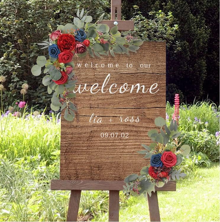 Red Artificial Flower Swag (Set of 2) for Welcome Sign Wedding Arch Flower Floral Swag Decor Wedding Ceremony, alternate view