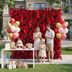Red Artificial Flower Wall Backdrop,8FT*8FT 3D Flower Wall, alternate view 3