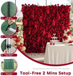 Red Artificial Flower Wall Backdrop,8FT*8FT 3D Flower Wall, alternate view 5