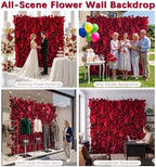 Red Artificial Flower Wall Backdrop,8FT*8FT 3D Flower Wall, alternate view 6