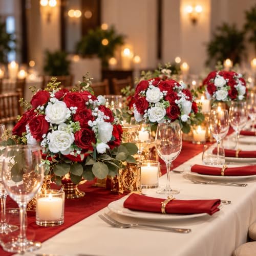 Red Artificial Peonies Silk Flowers for Home Wedding Decor, 2PCS, alternate view 4