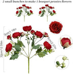Red Artificial Peonies Silk Flowers for Home Wedding Decor, 2PCS, alternate view 5
