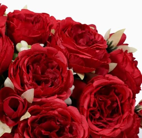 Red Artificial Peonies Silk Flowers for Home Wedding Decor, 2PCS, alternate view 6
