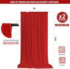 Red Backdrop Curtain - 10x10FT Back Drop Curtains for Parties Wrinkle-Free Soft Polyester Photo Backdrop Wedding, alternate