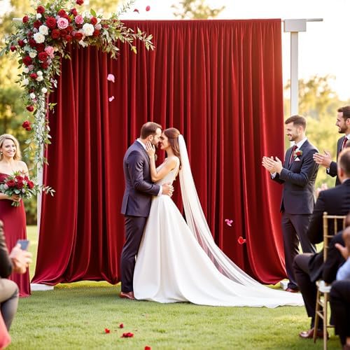 Red Backdrop Curtain - 10x10FT Back Drop Curtains for Parties Wrinkle-Free Soft Polyester Photo Backdrop Wedding, alternate