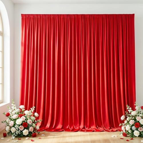 Red Backdrop Curtain - 20x10FT Back Drop Curtains for Parties Wrinkle-Free Soft Polyester Photo Backdrop Wedding
