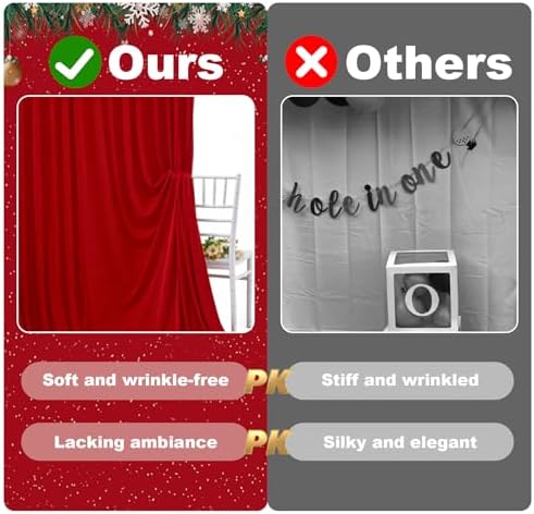 Red Backdrop Curtain - 20x10FT Back Drop Curtains for Parties Wrinkle-Free Soft Polyester Photo Backdrop Wedding, alternate
