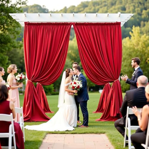 Red Backdrop Curtain - 20x10FT Back Drop Curtains for Parties Wrinkle-Free Soft Polyester Photo Backdrop Wedding, alternate