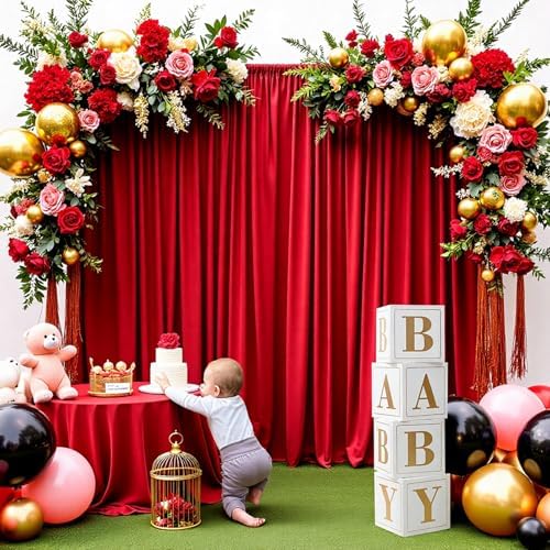Red Backdrop Curtain - 20x10FT Back Drop Curtains for Parties Wrinkle-Free Soft Polyester Photo Backdrop Wedding, alternate