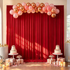 Red Backdrop Curtain for Parties Decoration Drapes for Bbackdrop 10x10ft in W5' x H10'(2 panels) in Red